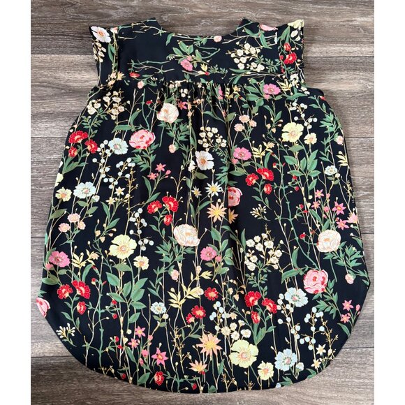 LOFT SLEEVELESS V-NECK FLORAL SHELL BLOUSE RUFFLE PETITES SIZE XSP BLACK - Picture 6 of 9